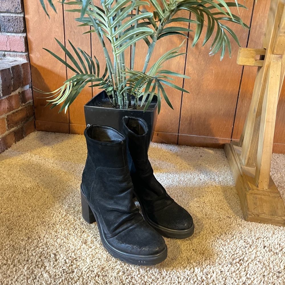 Freebird by Steven Black Suede Block Heel Boots